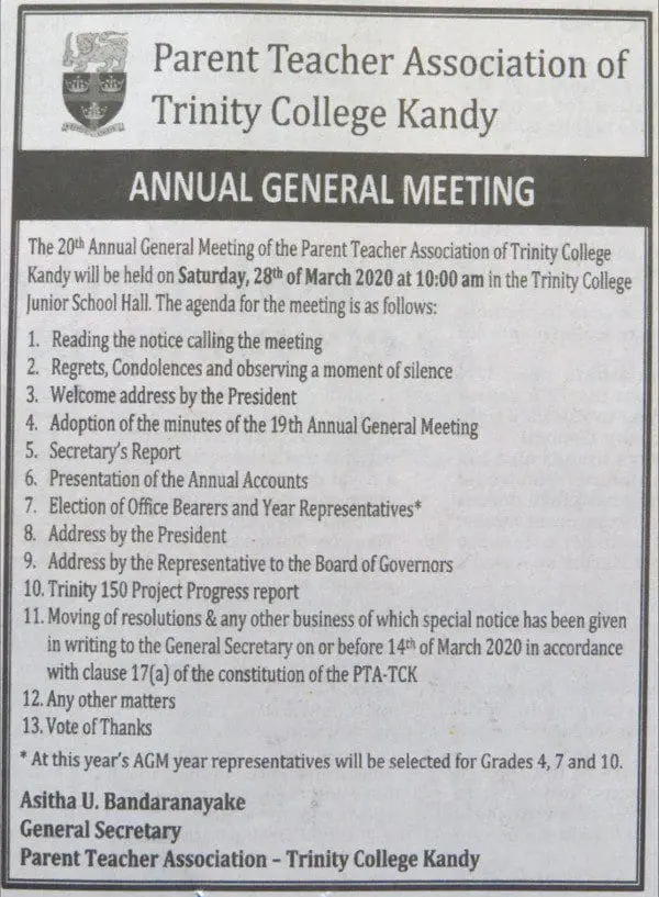 AGM paper notice clipping