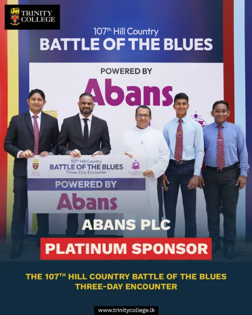 We are delighted to welcome @abans_lk as the Platinum Sponsor of the upcoming 107th Hill Country Battle of the Blues – Three-Day Encounter! 

We deeply appreciate Abans PLC’s support in strengthening this cherished Hill Country cricket tradition.