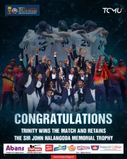 Trinity College wins the Hill Country Battle of the Blues after fourteen years!
Trinity’s last outright win came in 2012 under Niroshan Dickwella.