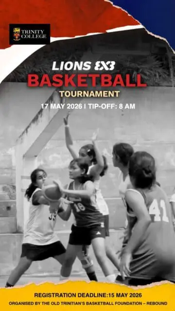 The Lions are ready to take over the court at the LIONS 3x3 Basketball Tournament 2026 🦁 
Who’s ready for game day?

📍 Trinity College Basketball Court
📅 17 May 2026 | 🕗 8.00 AM