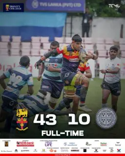🏉 A commanding performance by the Lions! 

Trinity College delivered a dominant display to secure a 43–10 victory over Wesley College in the Dialog Schools Rugby League, showcasing strength, skill, and determination from start to finish.

Full-Time: Trinity 43 – 10 Wesley