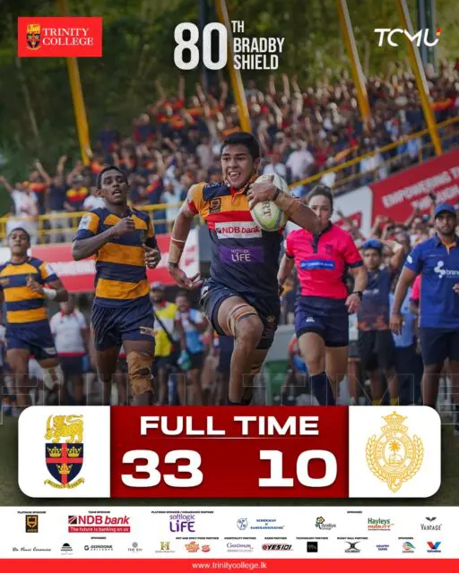 Dominating the field! 🦁 A spectacular win for Trinity College as they secure a convincing 33-10 victory in the first leg of the 80th Bradby Shield.