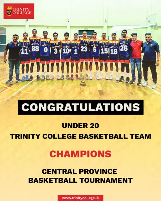 🏀 Champions in one division. Podium finishers in another. A remarkable tournament for the Lions! 🦁

Congratulations to our Basketball teams on their outstanding performances at the Central Province Basketball Tournament.

🏆 Under 20 – Champions 
🥈 Under 17 – 2nd Runner-up

Your dedication, teamwork, and fighting spirit have made Trinity proud. Congratulations to the players, coaches, and everyone who supported this achievement. We wish the teams continued success in the tournaments ahead!