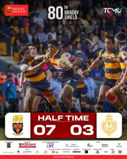 The battle is on at the 80th Bradby Shield! 🏉 Trinity College holds the lead at halftime. Keep the momentum going boys! 🔥🦁