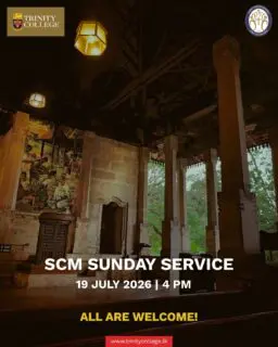Take a moment to pause, reflect, and worship together in fellowship. The Student Christian Movement of Trinity College warmly invites all students, staff, parents, Old Trinitians, and well-wishers to the SCM Sunday Service.
📅 19 July 2026
🕓 4.00 PM
📍 Trinity College Chapel
All are welcome!