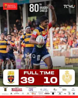 Full time at the 80th Bradby Shield 🏉🔥 (2nd Leg)

Trinity dominates with a commanding 39–10 victory
A complete performance from start to finish — proud moment for the Lions 🦁