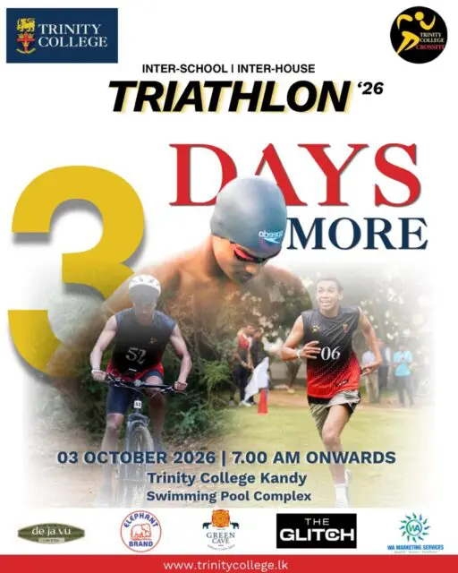 3 Days. 3 Disciplines. 1 Epic Event. 🏆 

The Trinity College Triathlon ‘26 is almost here! Join us on October 3rd starting at 7:00 AM at the Swimming Pool Complex. 

See you at the starting line!
