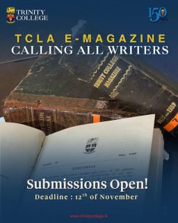 Calling All Writers!
Submissions are now open for the TCLA E-Magazine 2025.
If you have a story, poem, or article to share, this is your opportunity to be featured in Trinity’s literary publication.
Deadline: 12th November
Submit your work: https://bit.ly/submissionTCLA
Guidelines: https://bit.ly/guidelinesTCLA
#tcla150
#trinitycollegelk