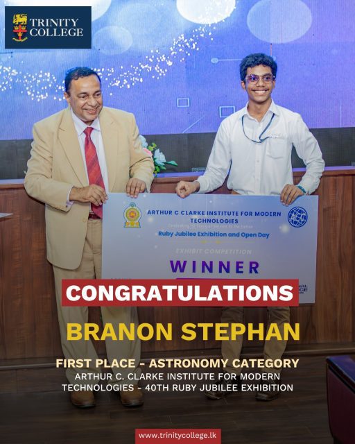 Congratulations to Master Branon Stephan on receiving first place in the Astronomy category at the national exhibition hosted by the Arthur C. Clarke Institute for Modern Technologies for its 40th Ruby Jubilee. 

His home-built telescope and tracking mount drew strong interest from judges and visitors, reflecting his dedication and careful effort.

Read more at: https://trinitycollege.lk/2025/12/13/trinity-student-recognised-with-first-place-for-home-built-telescope-at-accimt-showcase/

#trinitycollegelk #trinity #college #kandy #students #education #school #srilanka #astronomy #innovation #arthurcclarke